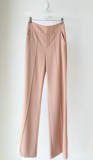 Alice & Olivia - Dawn HW Front Pintuck Flrd Pant in Rose Tan