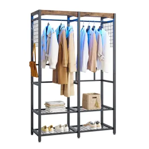 Bestier Metal Wardrobe w/Shelf & Color Changing Light, Rustic Brown (Used)