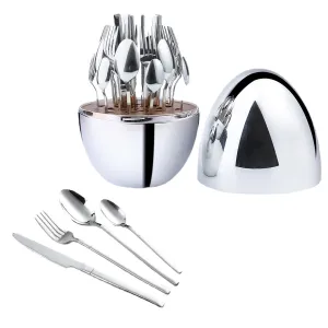 Knife, Fork and Spoon Suit Big Silver Egg Golden Eggs Gift Art Gift Decoration Stainless Steel Tableware