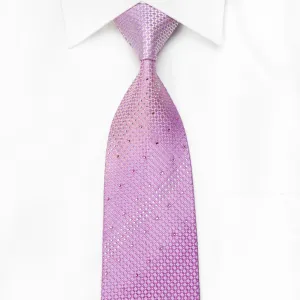 Pierre Cardin Men's Crystal Silk Necktie Trellis On Mauve Pink With Purple Sparkles