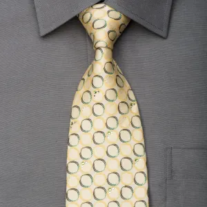 Pierre Cardin Rhinestone Silk Necktie Geometric On Pale Yellow With Silver Sparkles